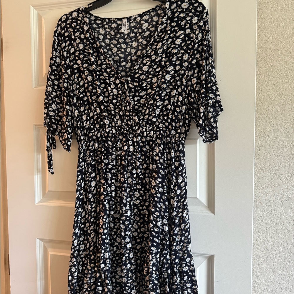 Floral Black and White Dress